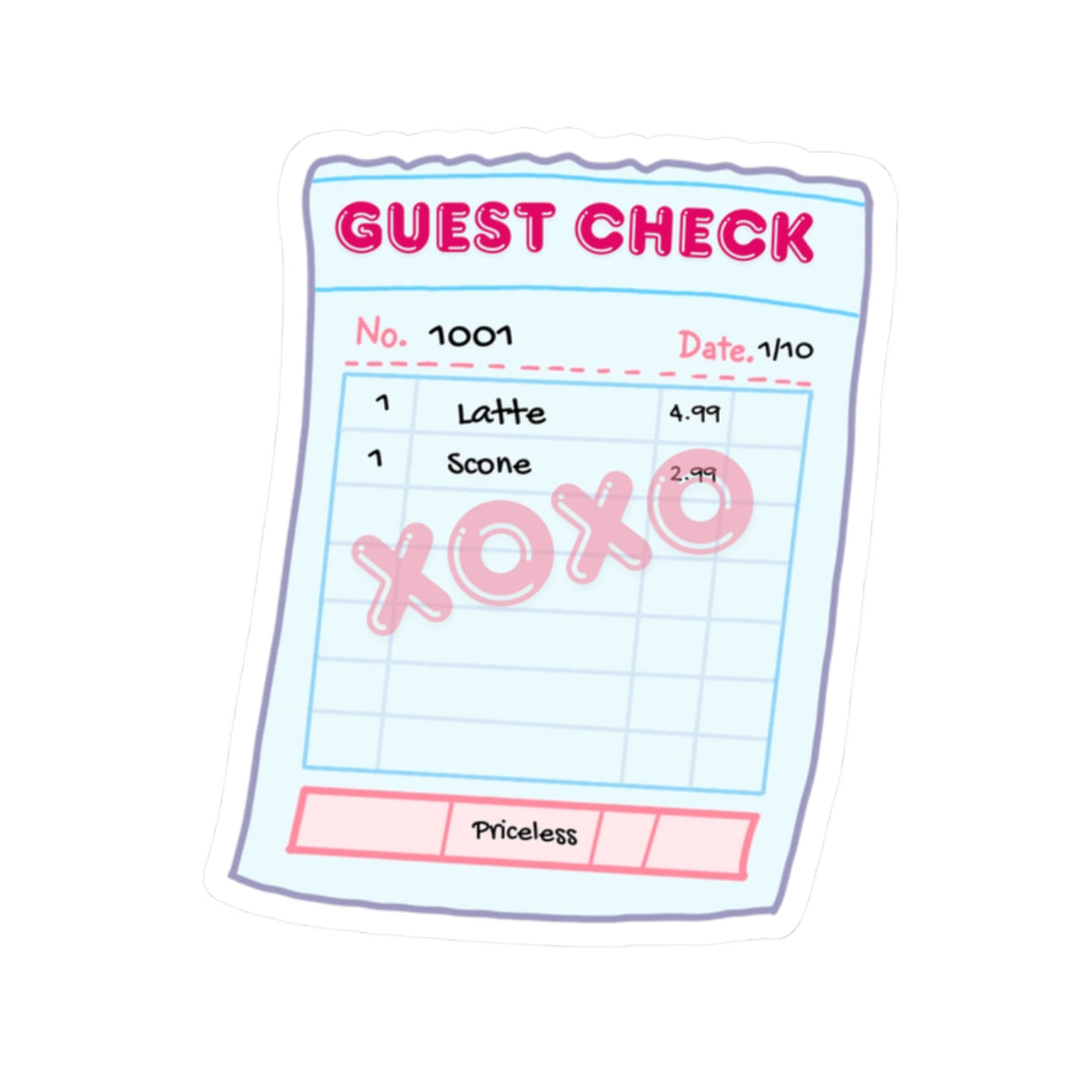 Guest Check XOXO – Kiss-Cut Vinyl Sticker