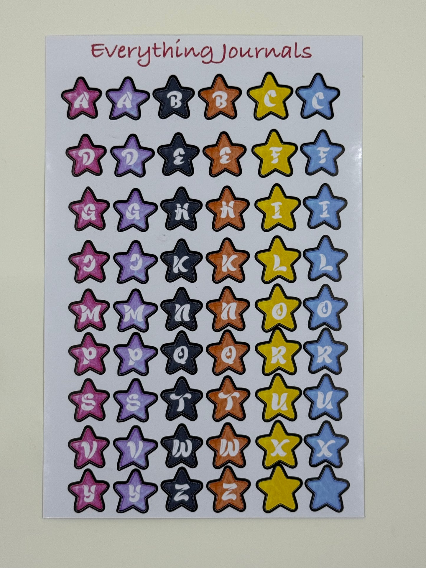 Star Alphabet Sticker Sheet