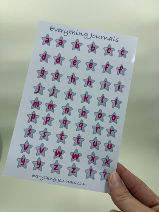 Star Iridescent Alphabet Sticker Sheet