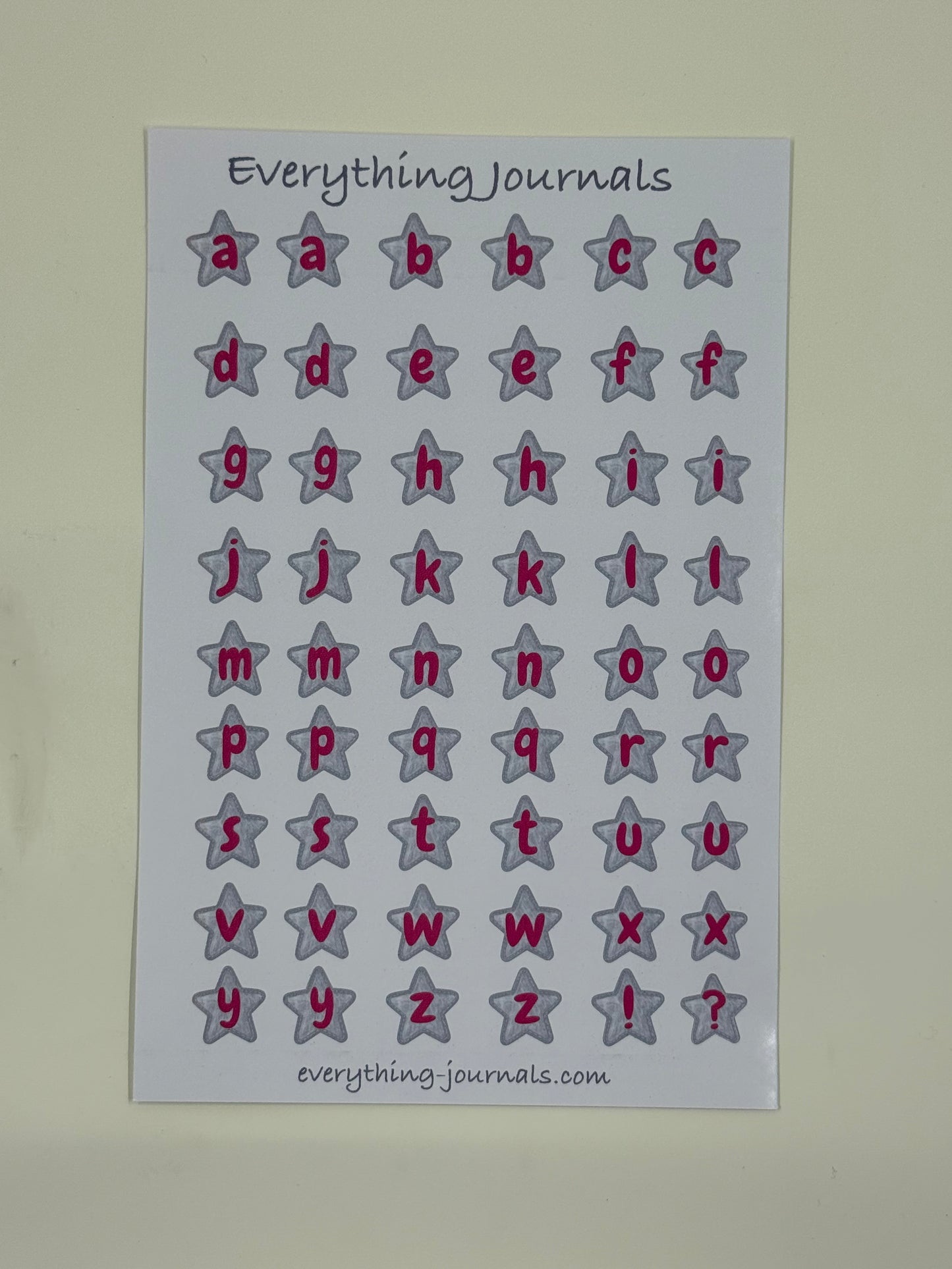 Star Iridescent Alphabet Sticker Sheet
