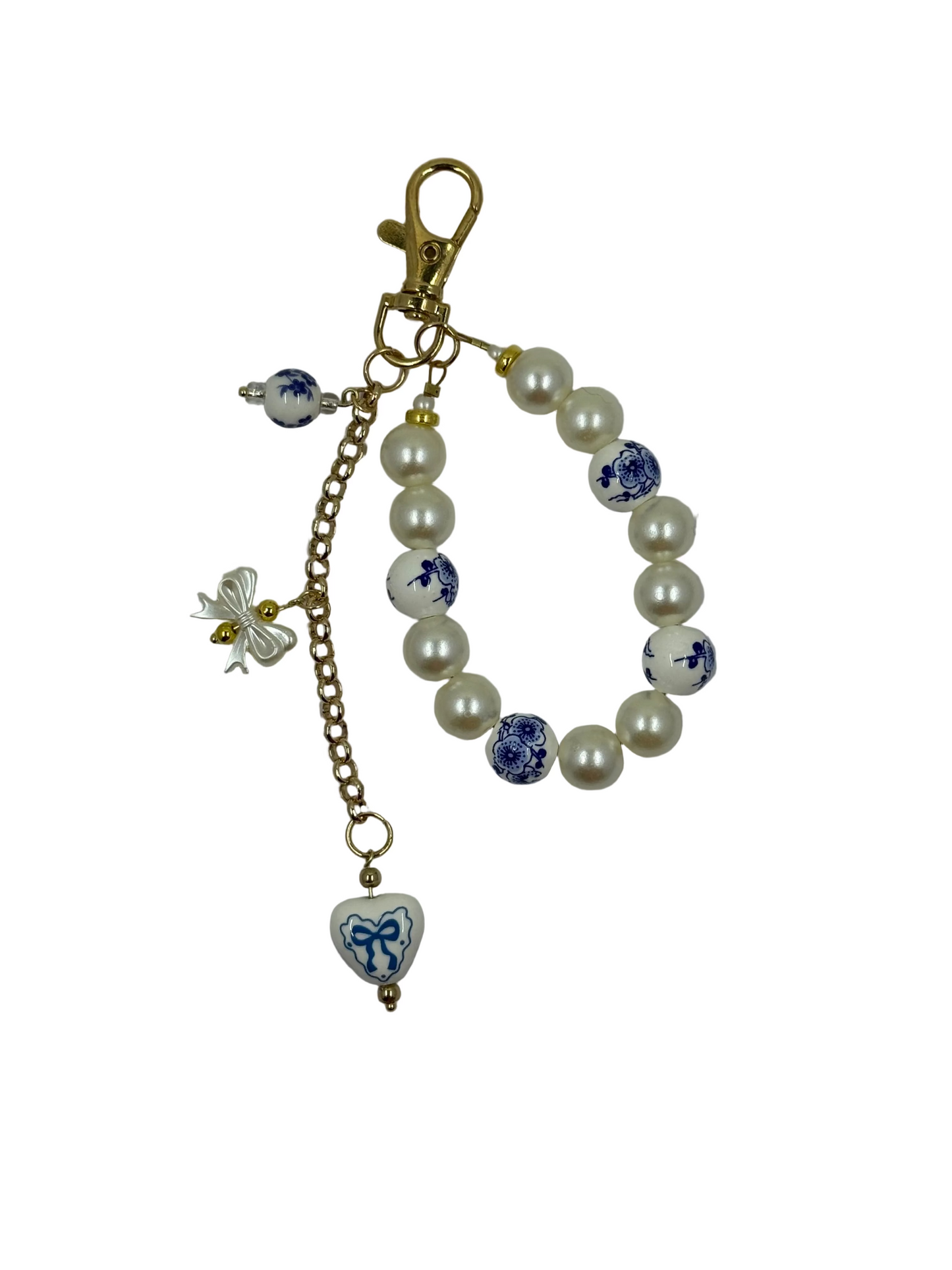 Handmade Blue & White Porcelain-Inspired Journal Charm (Bow)
