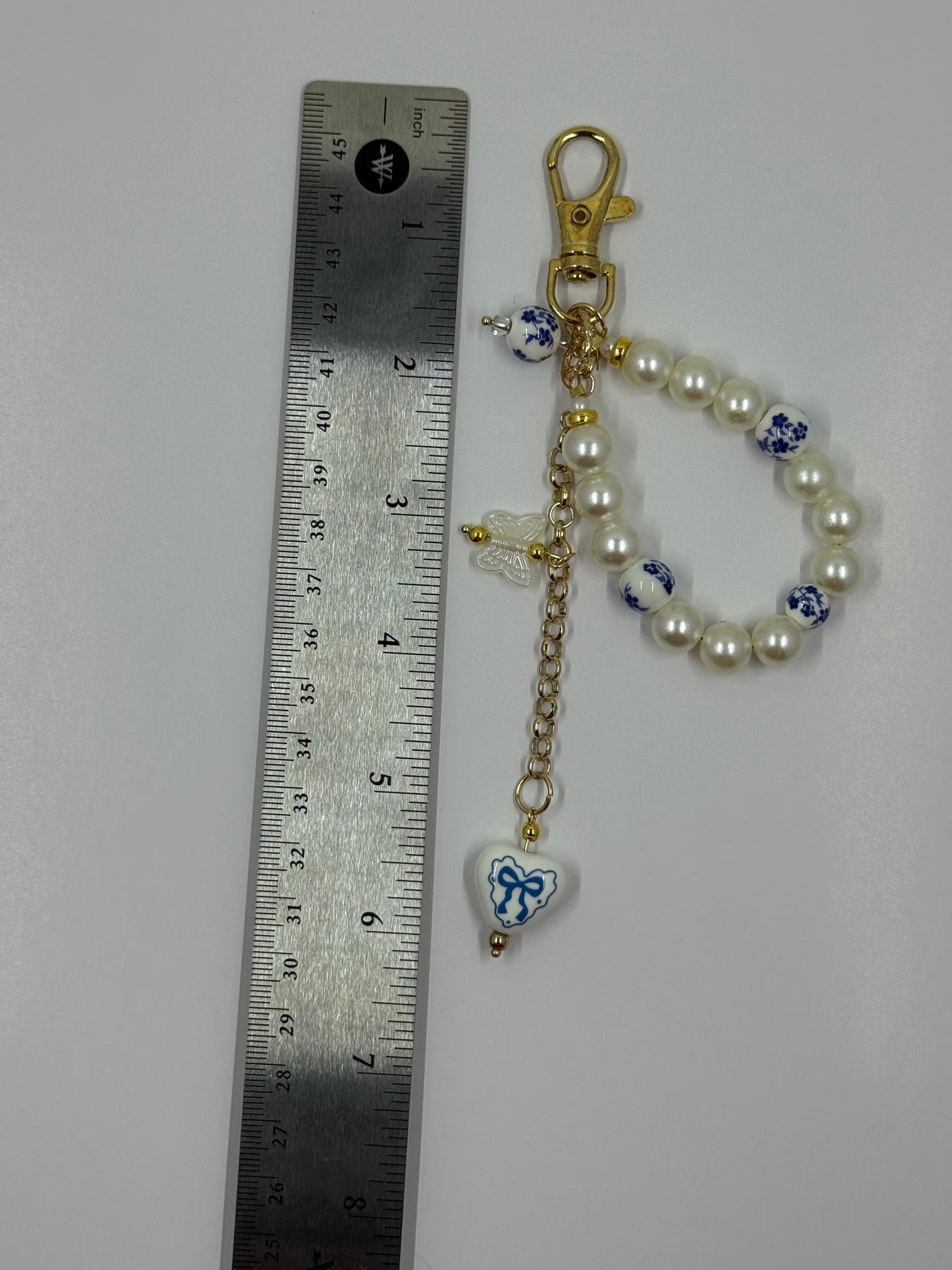 Handmade Blue & White Porcelain-Inspired Journal Charm (Butterfly)