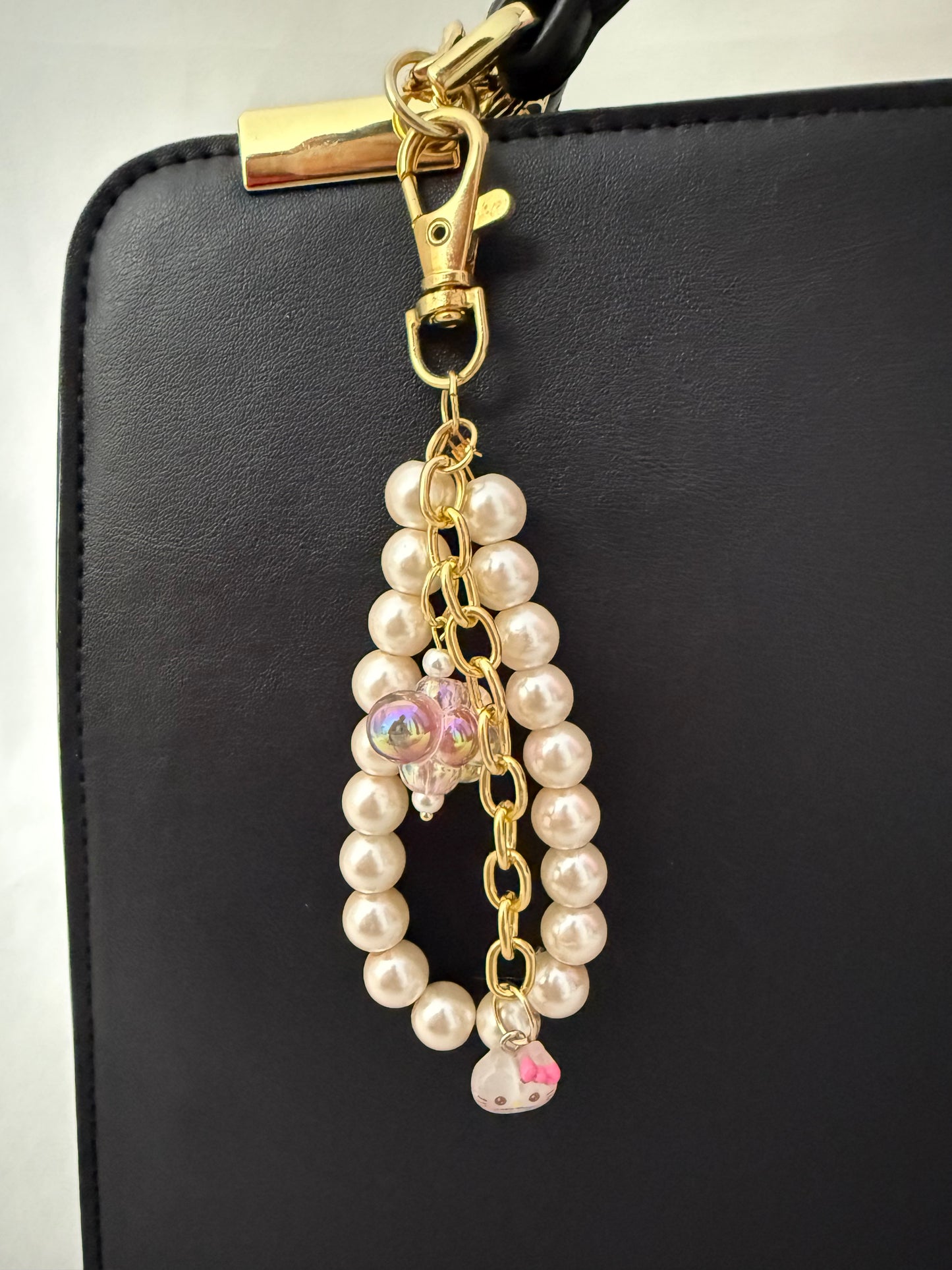 Pearl Blush Kitty Charm – Sanrio Inspired - Handmade