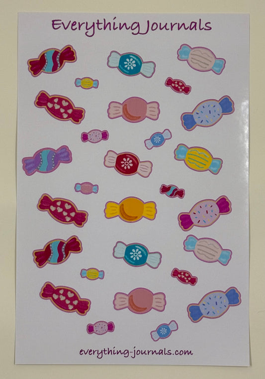 Sweet Stuff Candy Sticker Sheet – Mixed Sizes